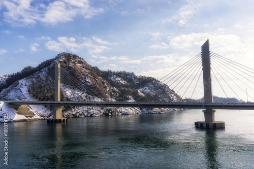 Jangja island bridge in winter