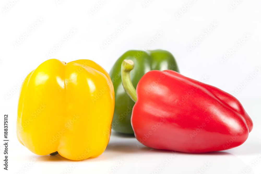 Green red and yellow peppers isolated Green red and yellow peppers isolated
