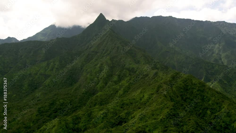 Nice Flying Aerial Of Steep mountain Peak Hawaii Nice Flying Aerial Of Steep mountain Peak Hawaii
