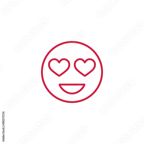 enamored emoji thin line red icon