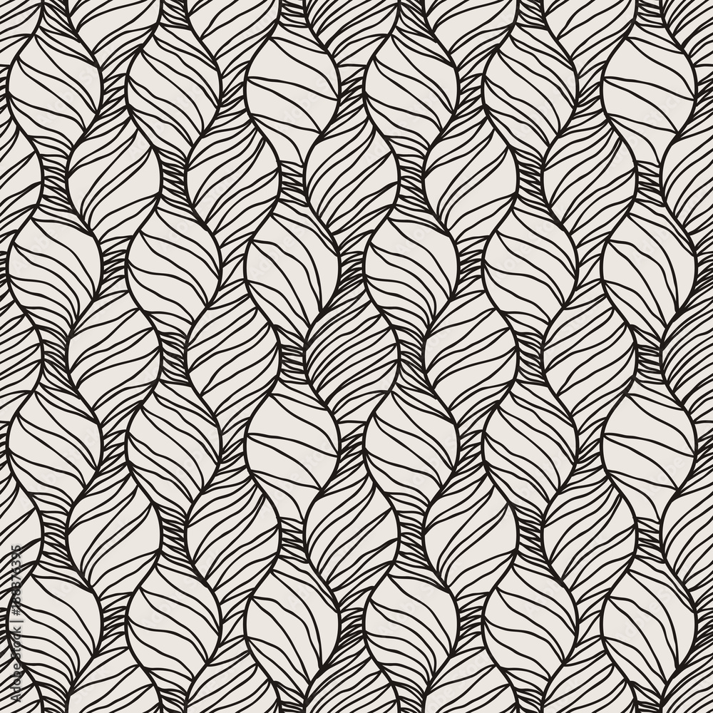 Decorative vector seamless wave pattern. Endless illustration with abstract doodle streams