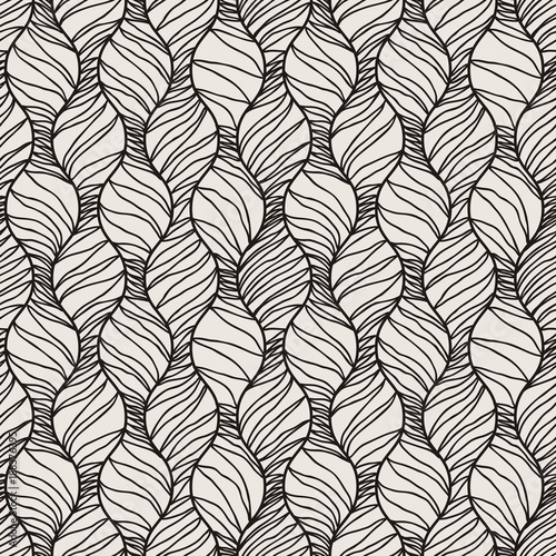 Decorative vector seamless wave pattern. Endless illustration with abstract doodle streams