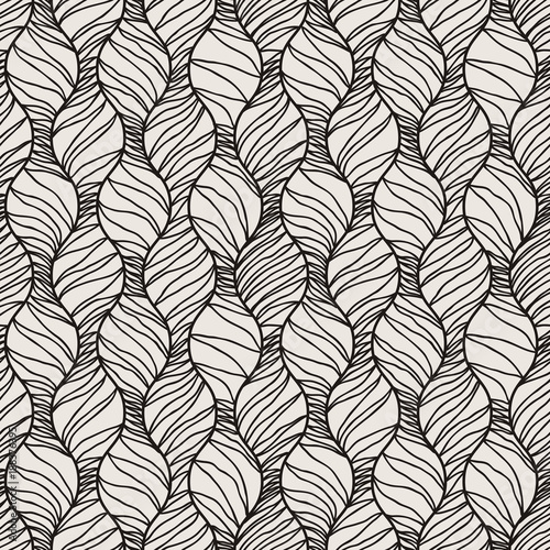 Decorative vector seamless wave pattern. Endless illustration with abstract doodle streams