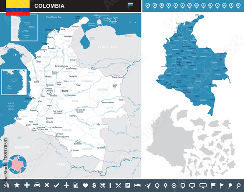 Colombia - infographic map - Detailed Vector Illustration