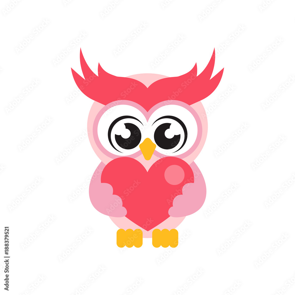cartoon cute owl with heart cartoon cute owl with heart