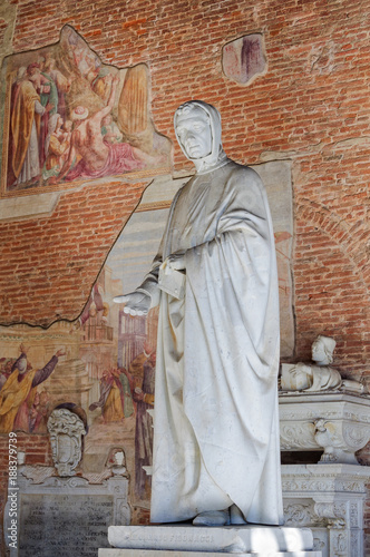 The marble statue of Leonardo Fibonacci by Giovanni Paganucci in the Monumental Cemetery (Camposanto Monumentale) - Pisa, Tuscany, Italy photo