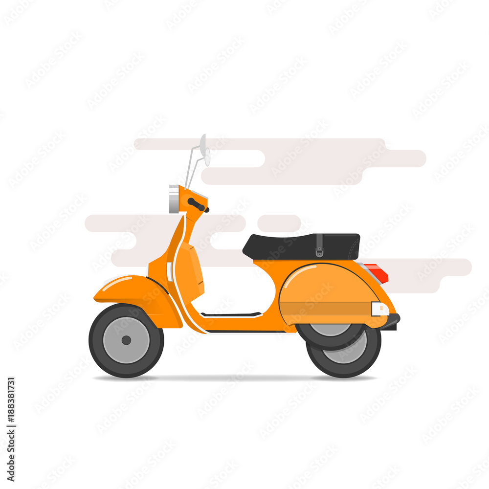 Scooter vintage style ,flat design, Vector illustration