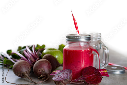 Healthy dietary detox food, fresh smoothie frim young red beets photo