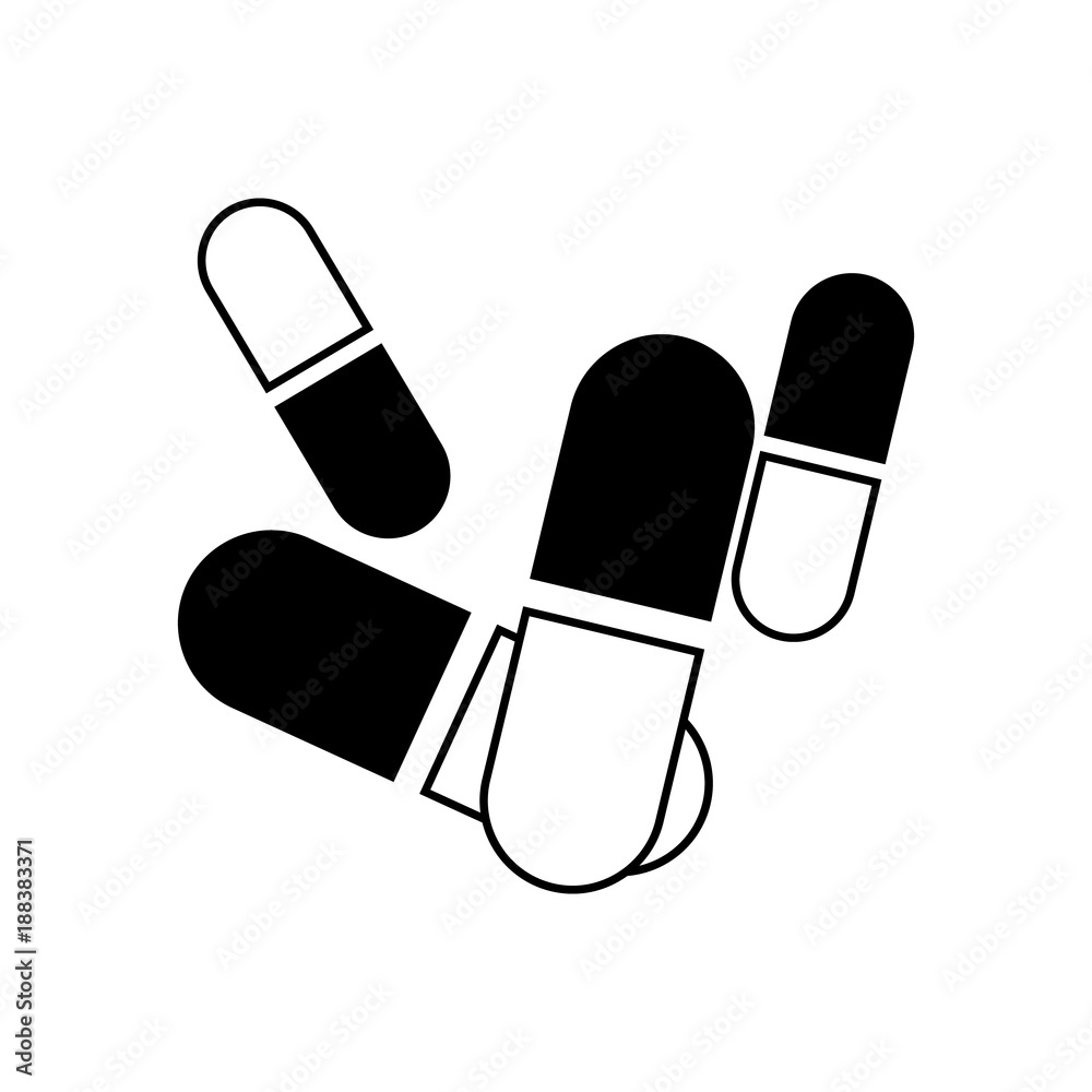 Icon in the form of pills. Contour drawing without pouring. Vector illustration Icon in the form of pills. Contour drawing without pouring. Vector illustration
