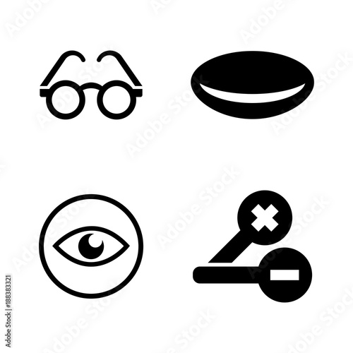 Optometry. Simple Related Vector Icons Set for Video, Mobile Apps, Web Sites, Print Projects and Your Design. Black Flat Illustration on White Background.