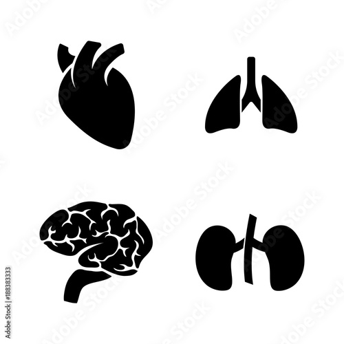 Human Organs. Simple Related Vector Icons Set for Video, Mobile Apps, Web Sites, Print Projects and Your Design. Black Flat Illustration on White Background.