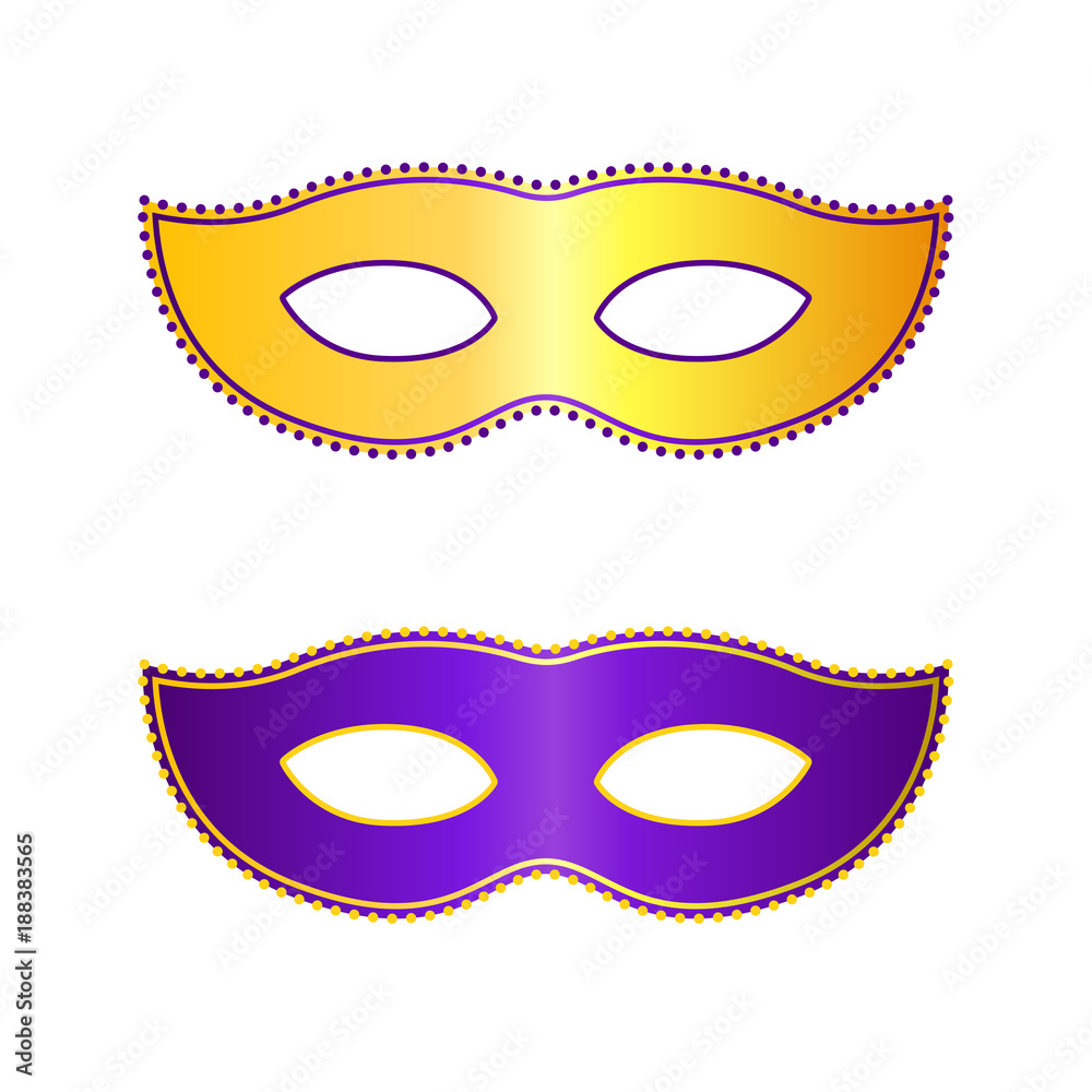 Two theatrical masks on white background