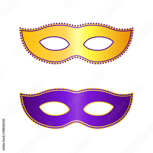 Two theatrical masks on white background