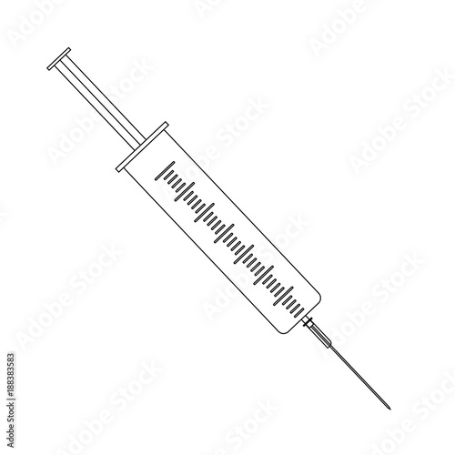 simple contour icon with a picture of a syringe. A drawing without a fill. Vector illustration