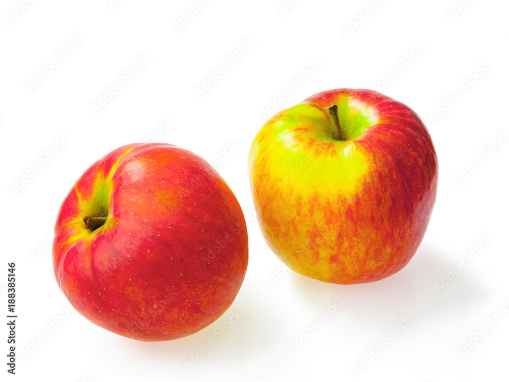 Red and yellow apple isolated on white background