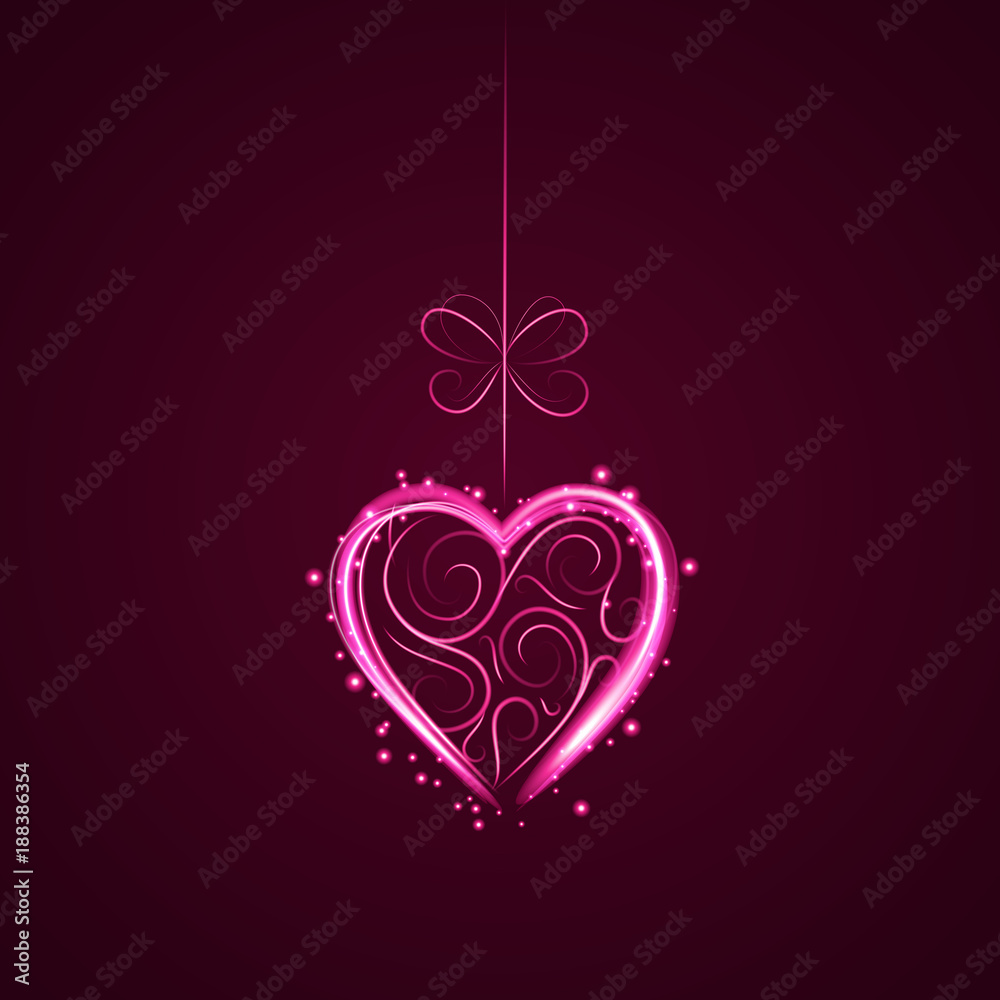 Neon Pink Heart Card
