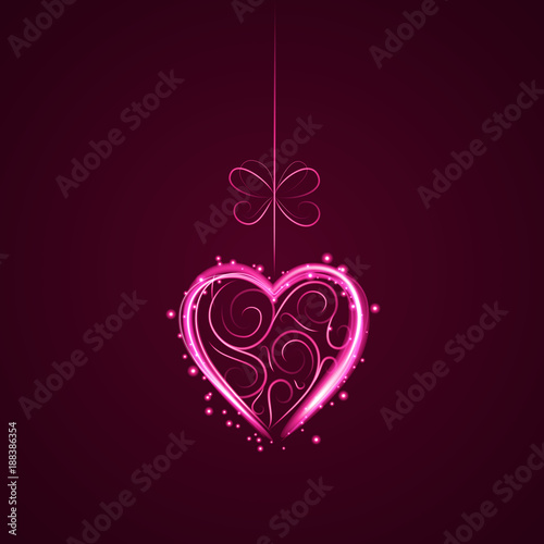 Neon Pink Heart Card