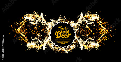 Beer party. Splash of beer with bubbles. Vector illustration