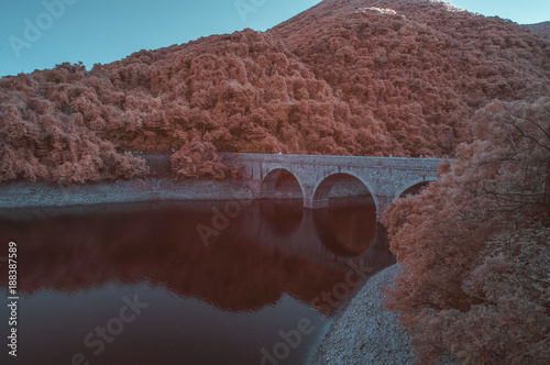 surreal bridge in infrared colors