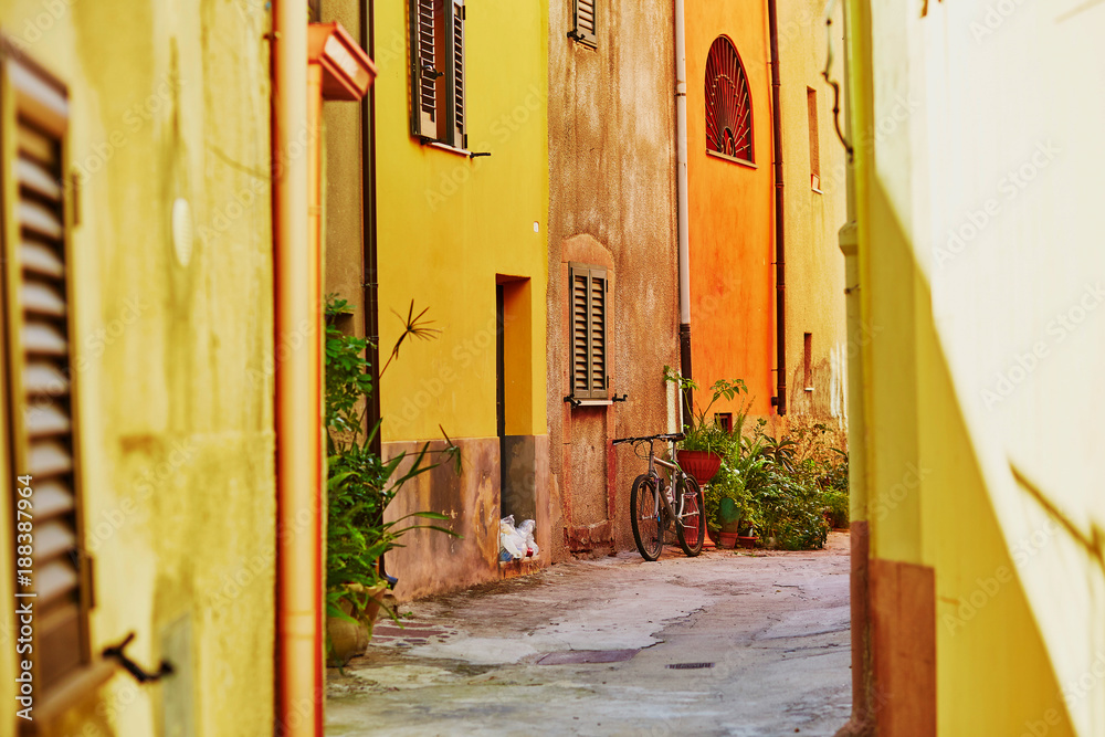 Fototapeta premium Colorful houses on a street of Bosa, Sardinia, Italy