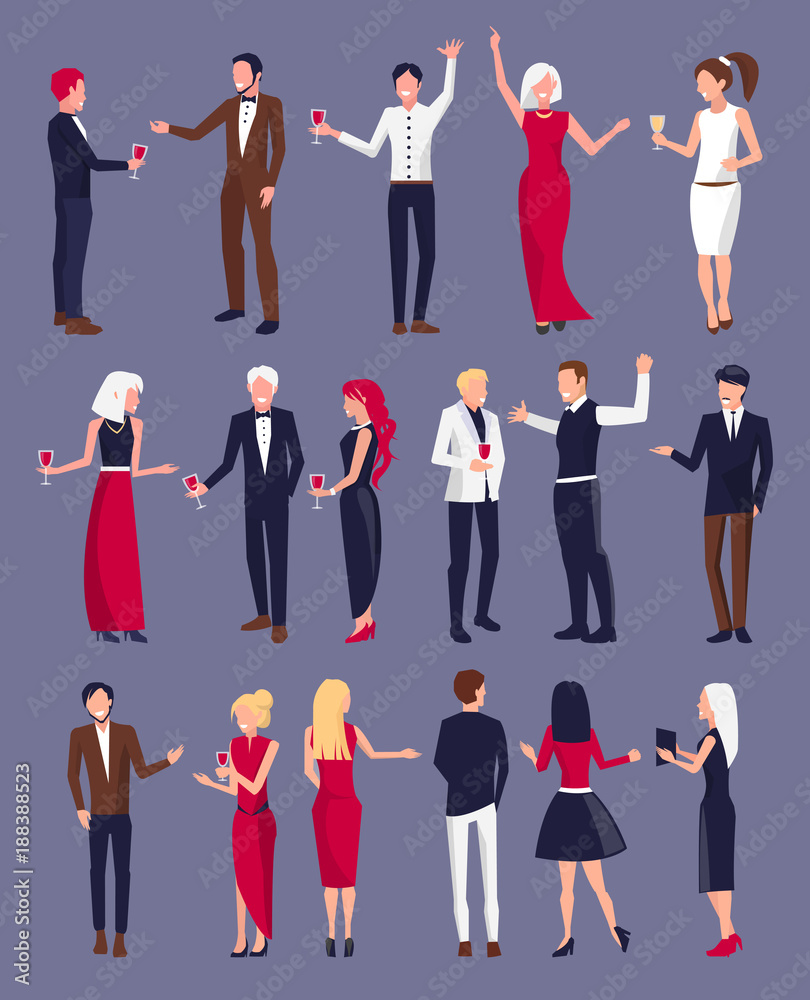 Obraz premium People Dressed Formally on Vector Illustration