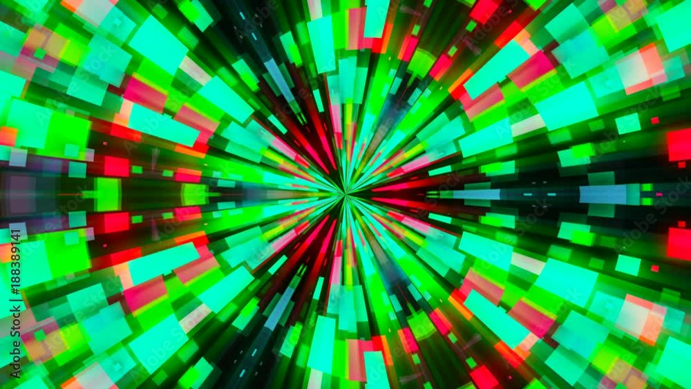Abstract background with technology kaleidoscope. Seamless loop