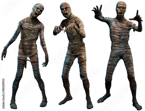 Group of Mummies 3D illustration photo