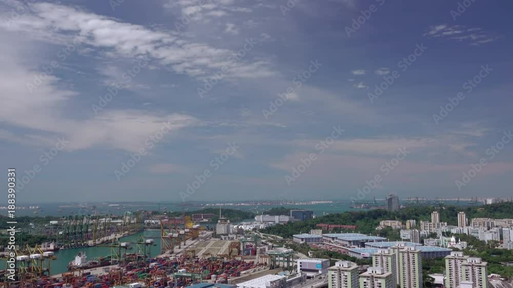 Aerial View to the Port of Singapore. Fast Motion Aerial View to the Port of Singapore. Fast Motion