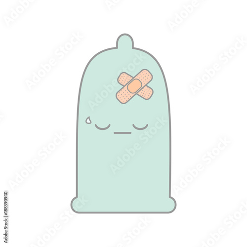 cute cartoon sad condom vector illustration