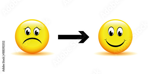 aus traurig wird fröhlich smiley gelb