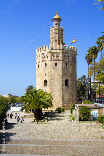 The famous Torre del Oro, the Moorish tower built to defend Sevill