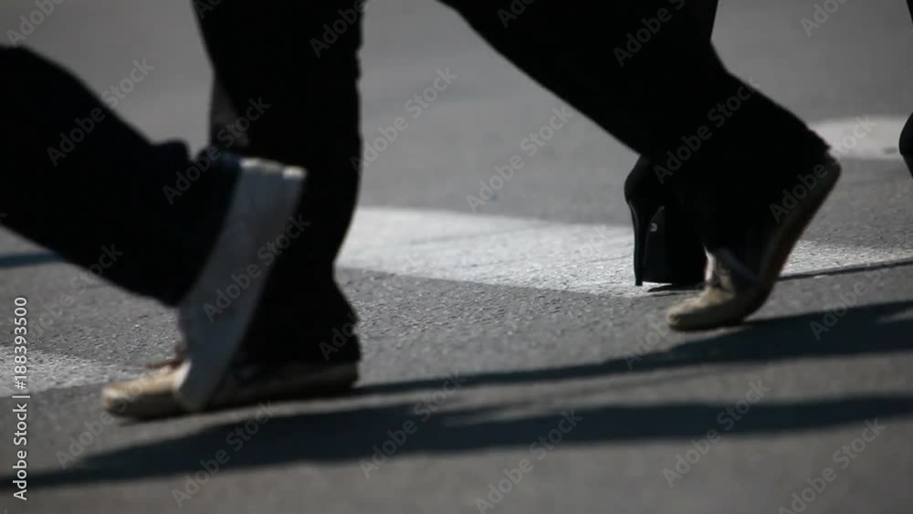 People crossing street. Crowded crosswalk. City life People crossing street. Crowded crosswalk. City life