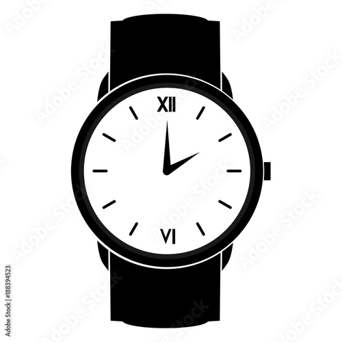 Men's wristwatch balck flat icon