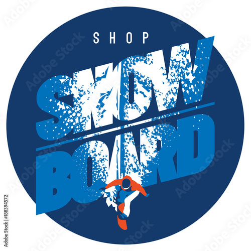 Freeride snowboarder in motion. Sport logo or emblem