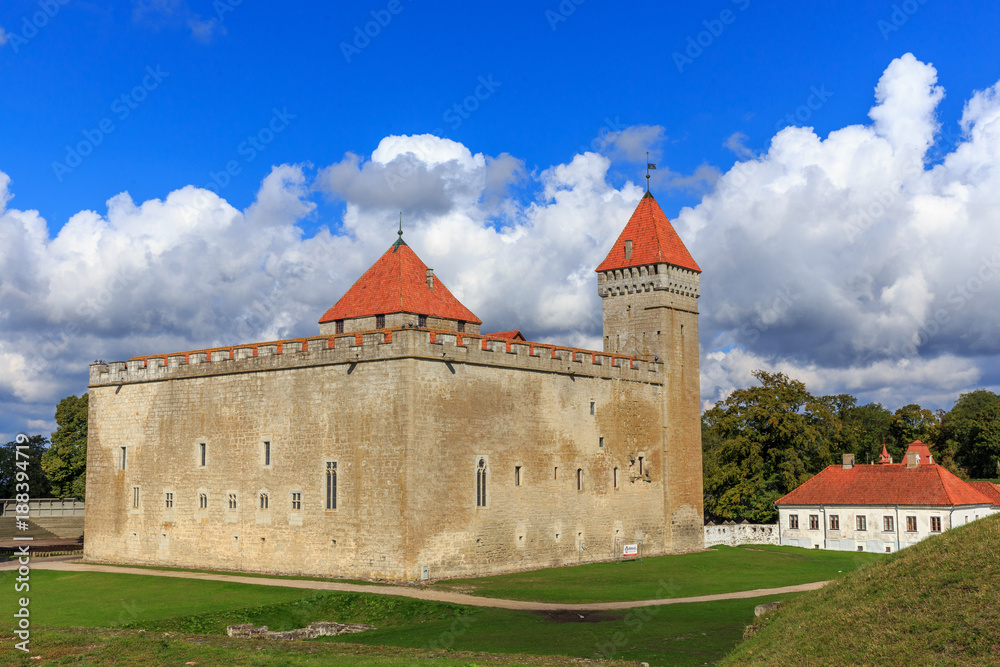 Convent Building, Kuressaare castle against a blue sky with clouds, Saaremaa island, Estonia