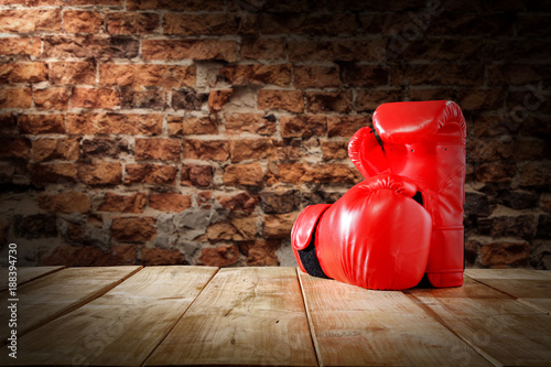 boxing gloves and desk of free space 