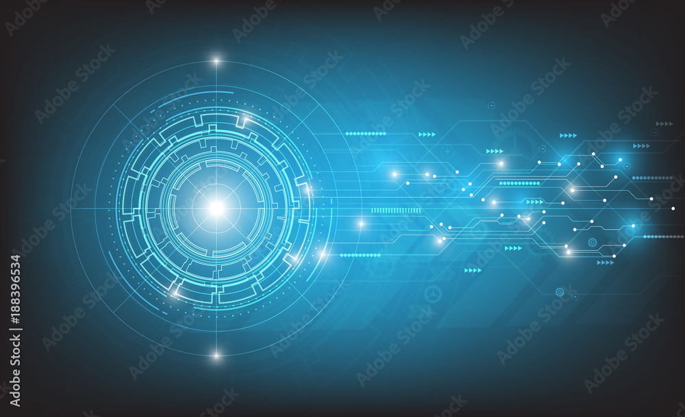 Vector abstract technology design on blue background.