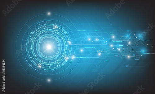 Vector abstract technology design on blue background.