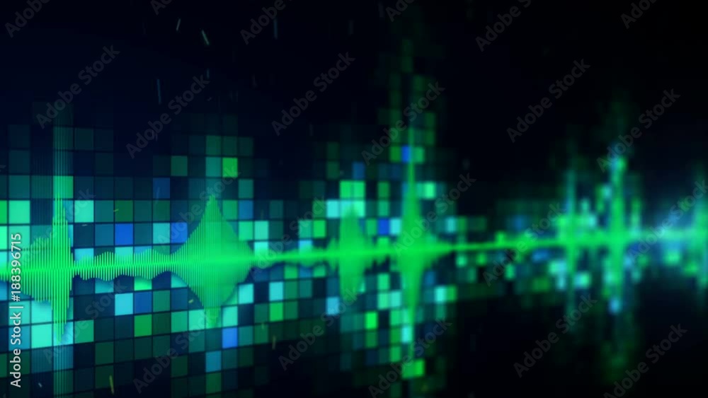 Green audio equalizer on screen