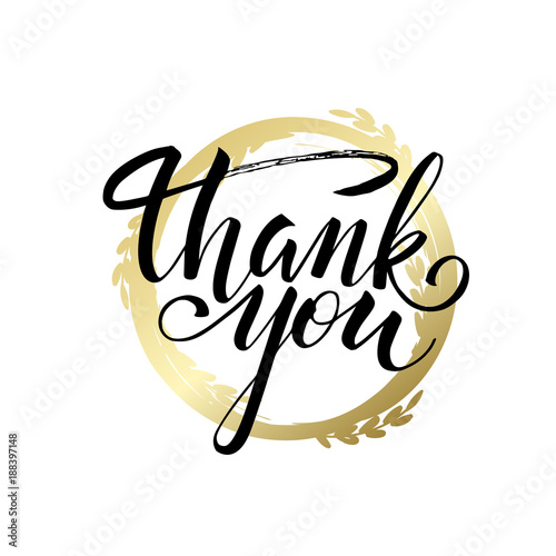 Lettering thank you wrote by brush. Thank You calligraphy.