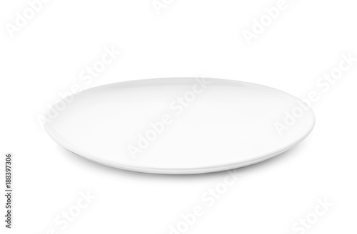 Fototapeta white dish or ceramic plate isolated on white background