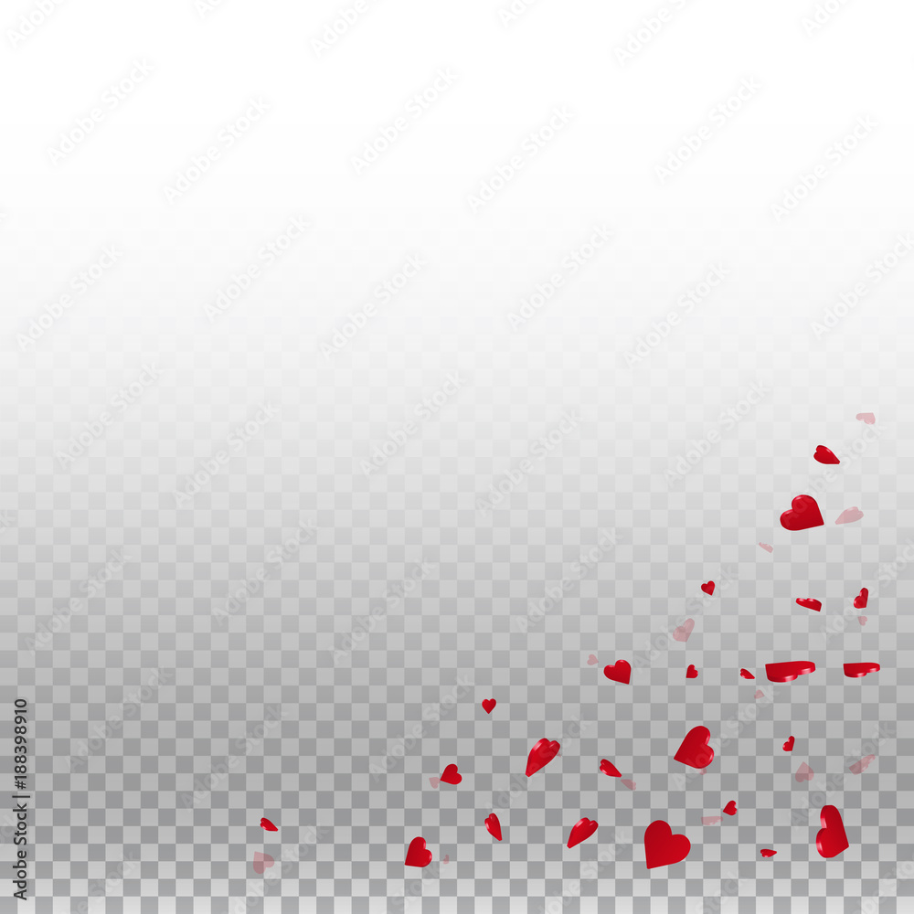 3d hearts valentine background. Bottom right corner on transparent grid light background. 3d hearts valentines day exceptional design. Vector illustration. 3d hearts valentine background. Bottom right corner on transparent grid light background. 3d hearts valentines day exceptional design. Vector illustration.