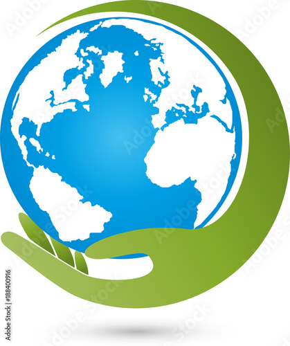 Erde und Hand, Erdball, Erde, Ökologie, Logo