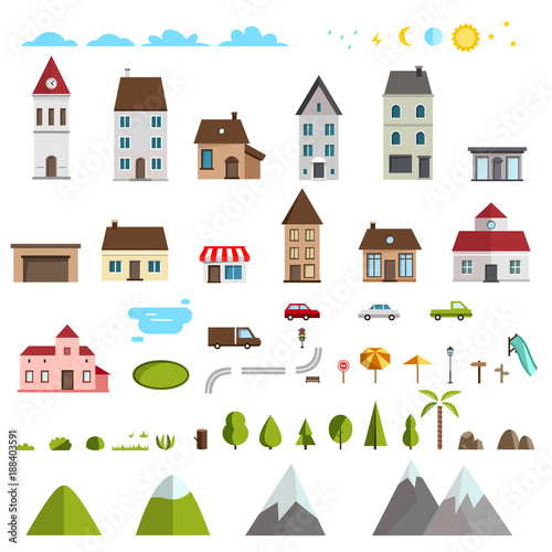 Retro Flat House Icons and Symbols set vector