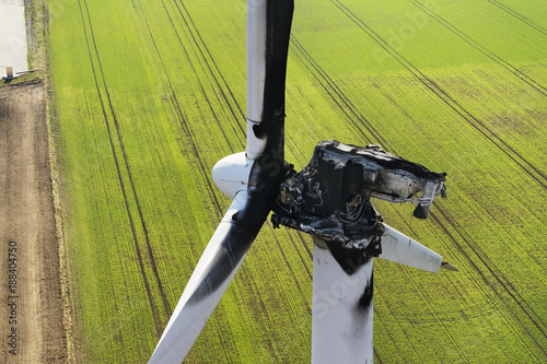 Burned wind turbine engine