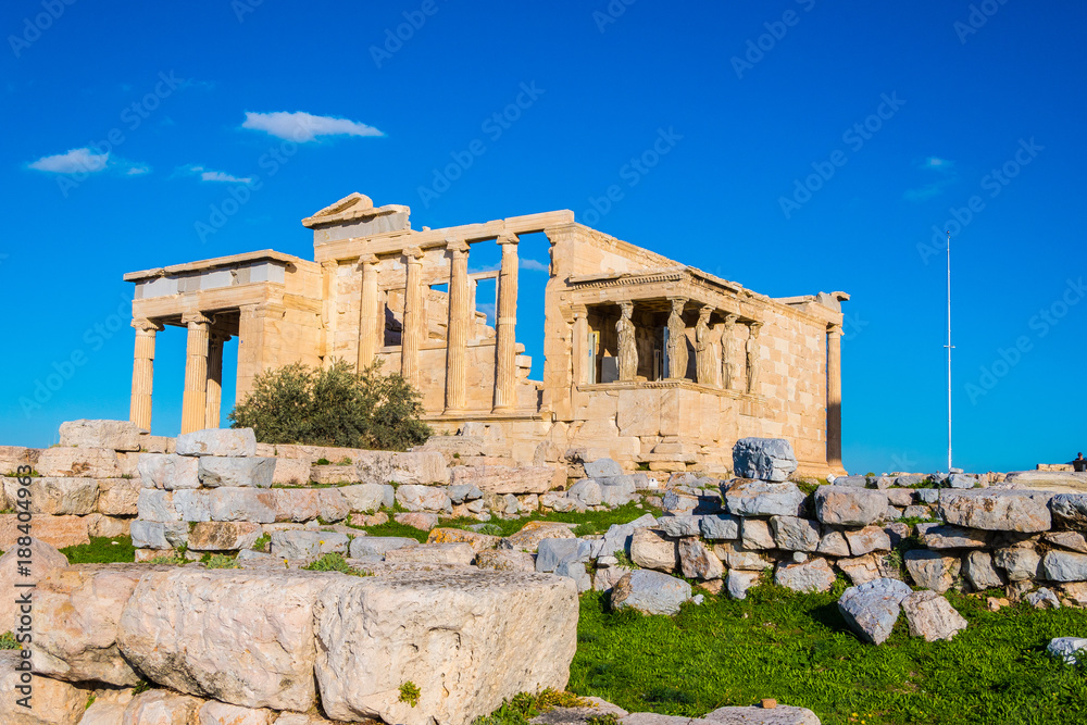The Erechtheion or Erechtheum is an ancient Greek temple on the north side of the Acropolis of Athens in Greece which was dedicated to both Athena and Poseidon