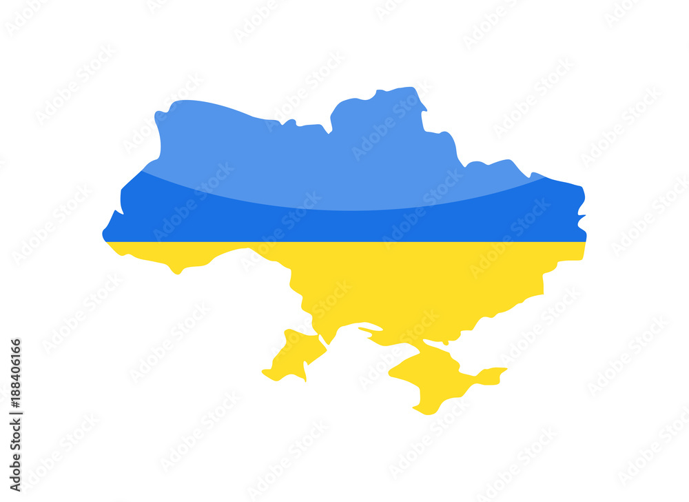 Ukraine Flag Country Contour Vector Icon