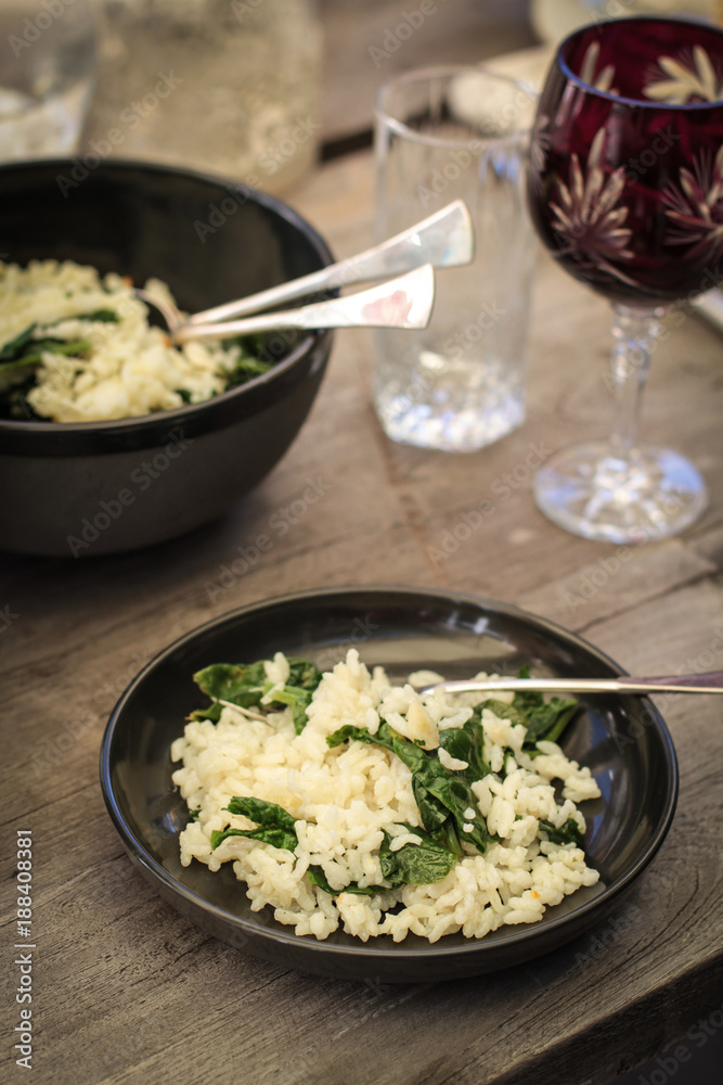 Spinach garlic rice