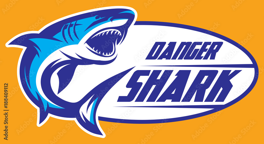 Fototapeta premium Color vector illustration of a toothy shark