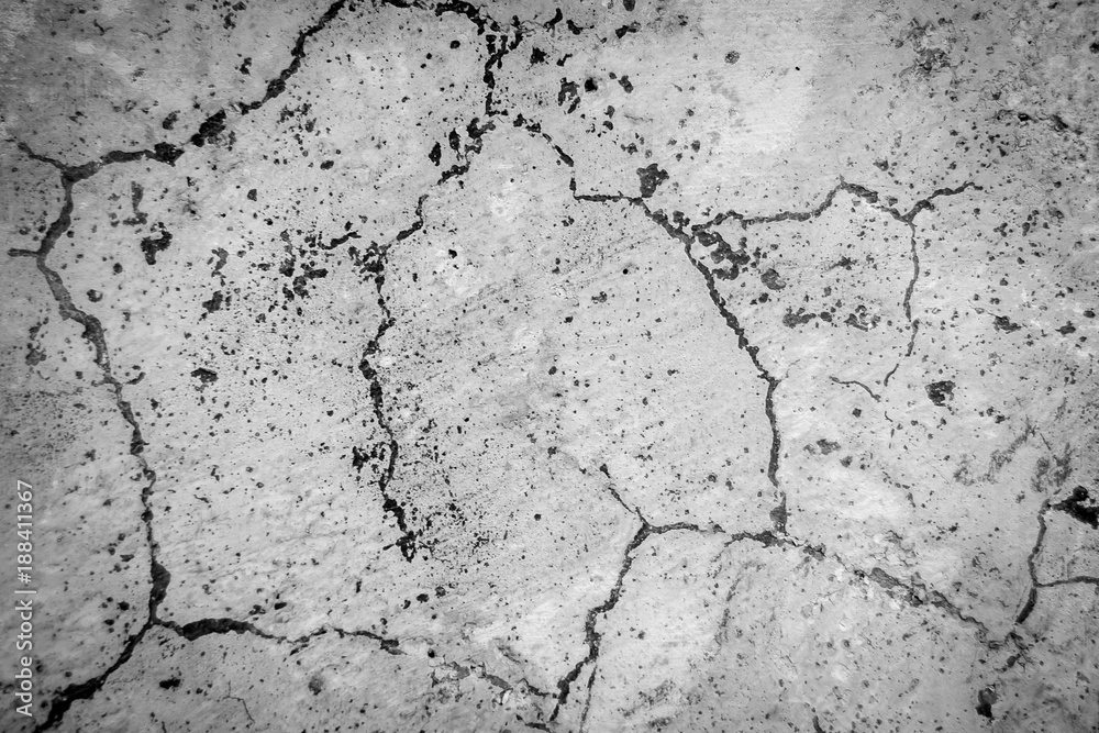 Fototapeta premium Black and white cracked floor